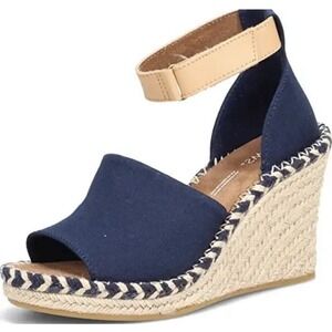 Navy Blue Wedge Sandals